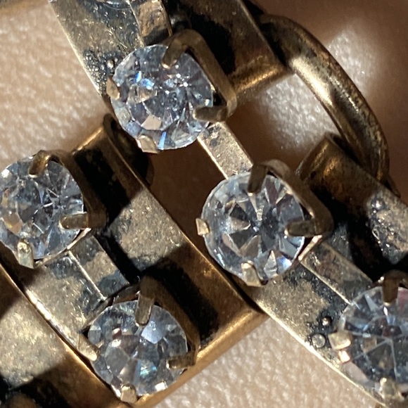 J CREW - necklace: gold tone w asymmetrical chunks & rhinestones throughout - Picture 14 of 16